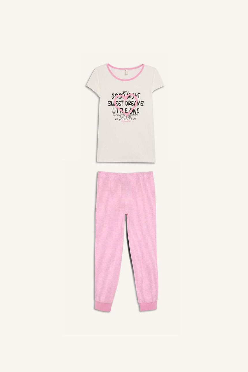 DeFacto E2220A8 Çocuk Pijama Takımı - Ekru