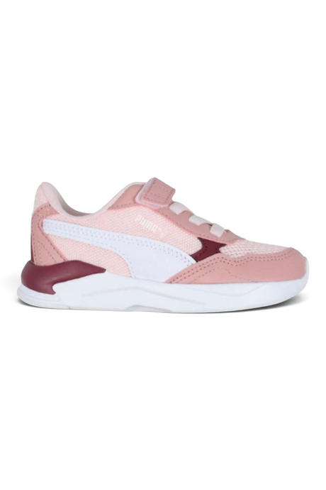 Sporline Puma X-Ray Speed Lite beyaz ve pembe çocuk spor ayakkabısı, cırt cırtlı ve file detaylı tasarım
