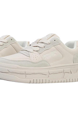 Sporline Benetton kadın bej suni deri sneaker, kalın tabanlı ve modern tasarımlı günlük spor ayakkabı.