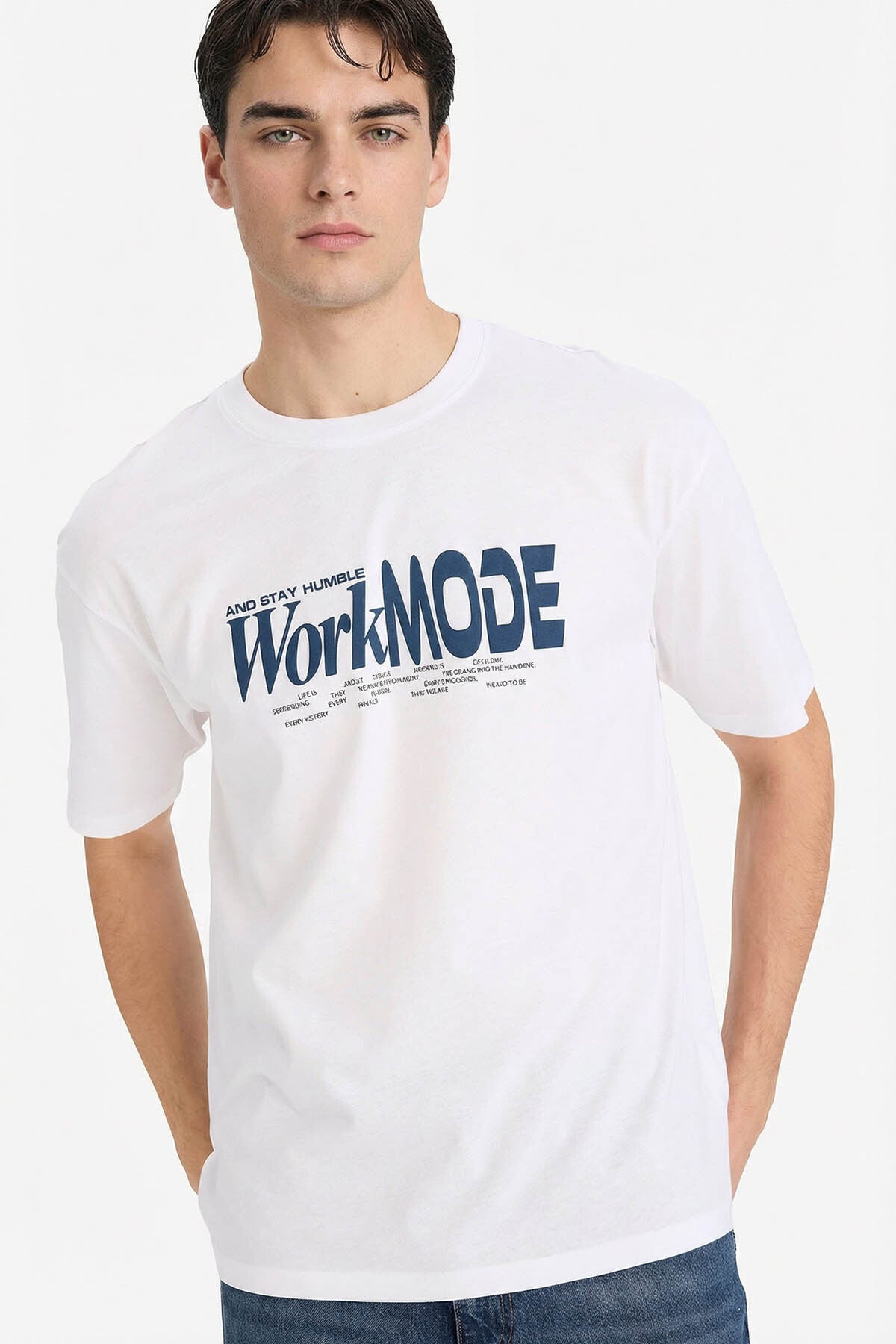 DeFacto Erkek Kısa Kollu T-Shirt F8127AX - Beyaz
