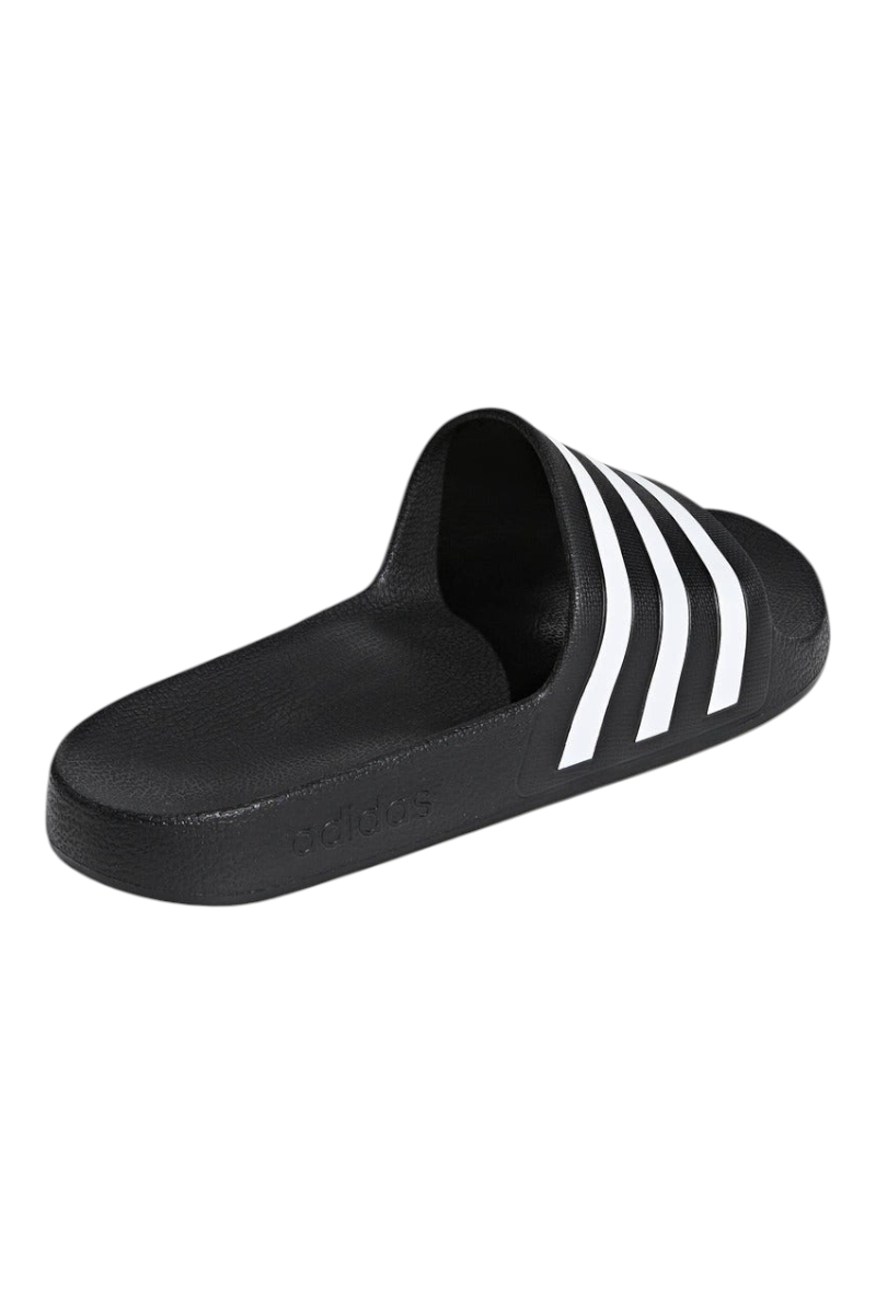 Sporline adidas Adilette Aqua siyah suni deri unisex terlik, beyaz üç bant detaylı