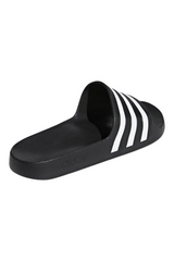 Sporline adidas Adilette Aqua siyah suni deri unisex terlik, beyaz üç bant detaylı