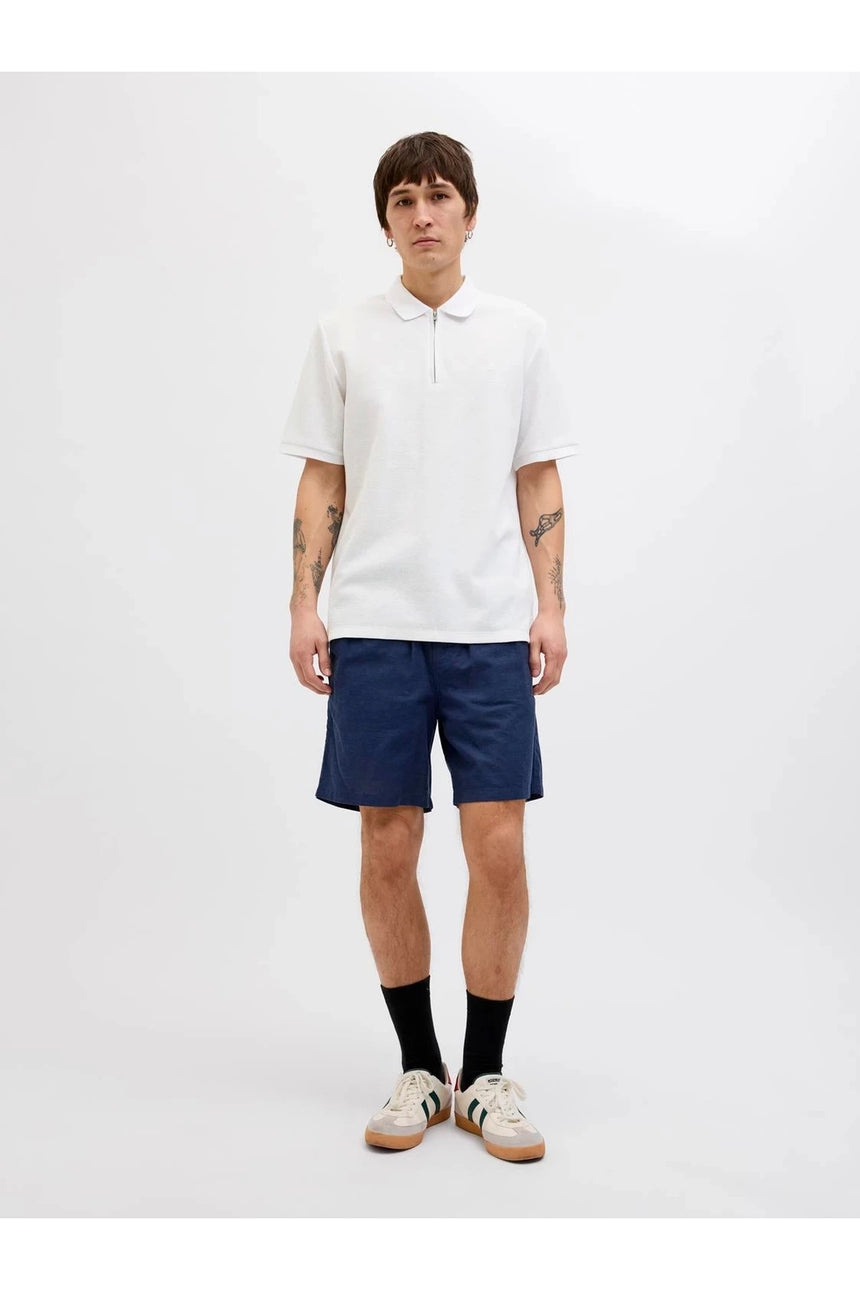 JACK&JONES JJEAUSTIN ZIP POLO SS NOOS 12279177 - Beyaz