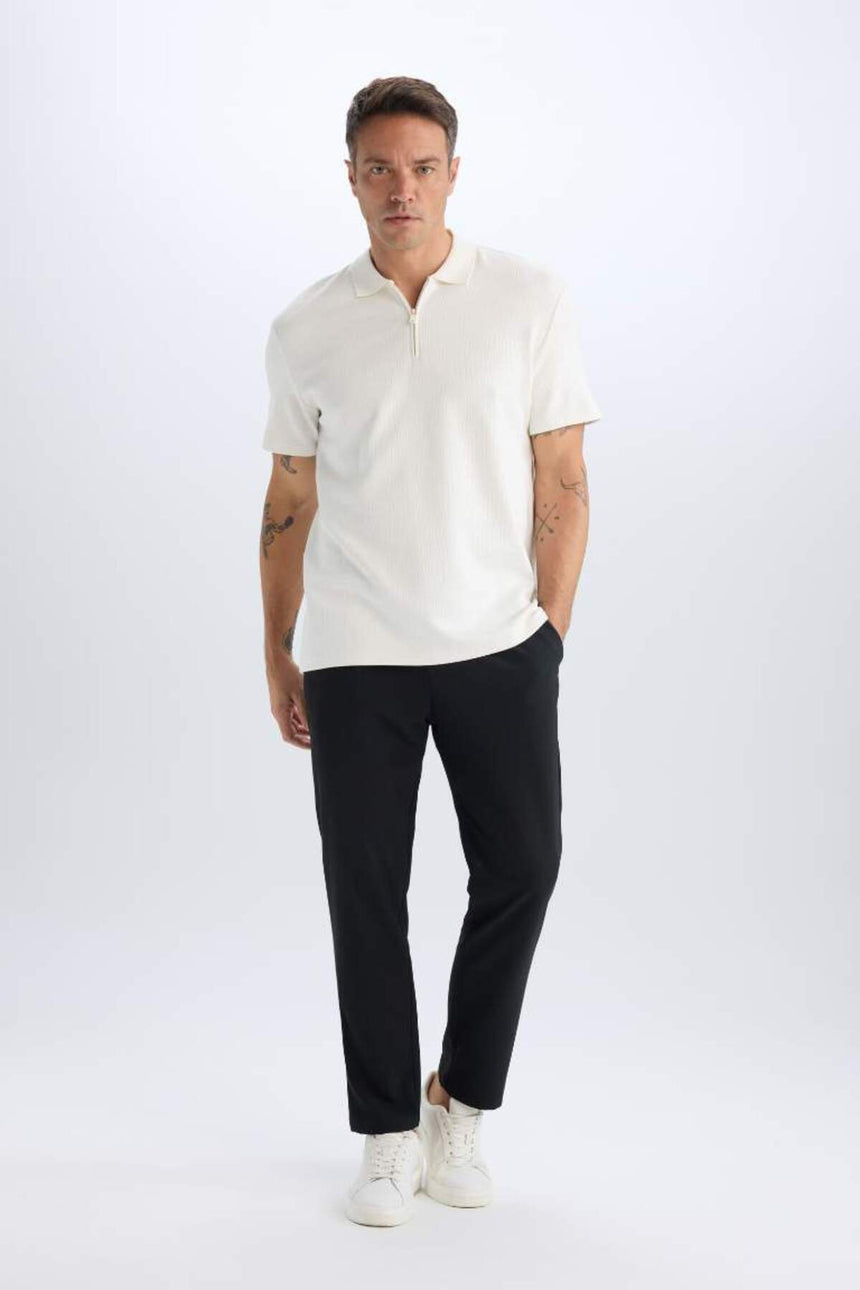 Defacto Erkek Short Sleeve Polo T-Shirt D7227AX - Kırık Beyaz