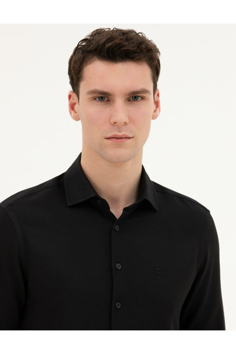 pierre cardin erkek dokuma gömlek 1833420 - Siyah