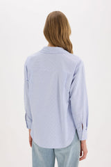 Defacto Kadın Long Sleeve Shirt D4015Ax - Mavi