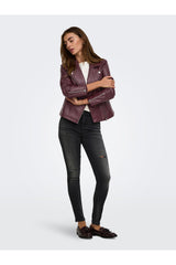 ONLY ONLGEMMA FAUX LEATHER BIKER OTW NOOS 15153079 - Koyu Kahverengi
