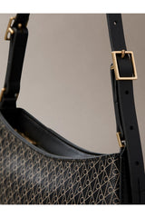 Calvin Klein Kadın EMBLEM AOP SMALL SHOULDER BAG LV04F3324G - Siyah