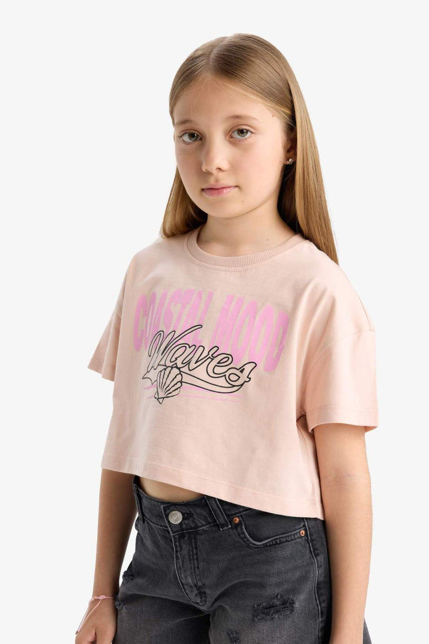 Defacto Çocuk Short Sleeve T-Shirt E0385A8 - Pembe