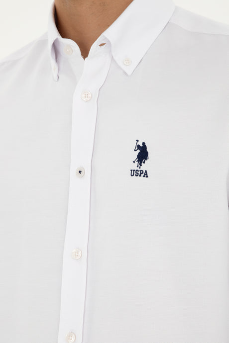 US POLO ASSN ERKEK DOKUMA GÖMLEK 1886621 - Beyaz
