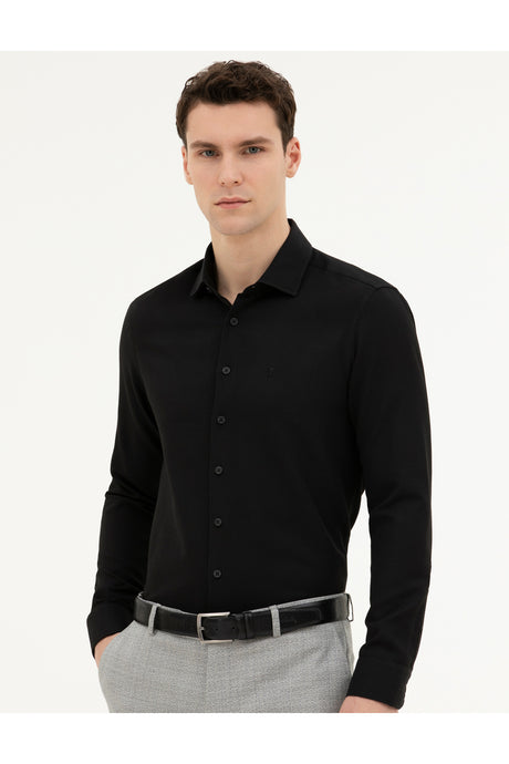 pierre cardin erkek dokuma gömlek 1833420 - Siyah
