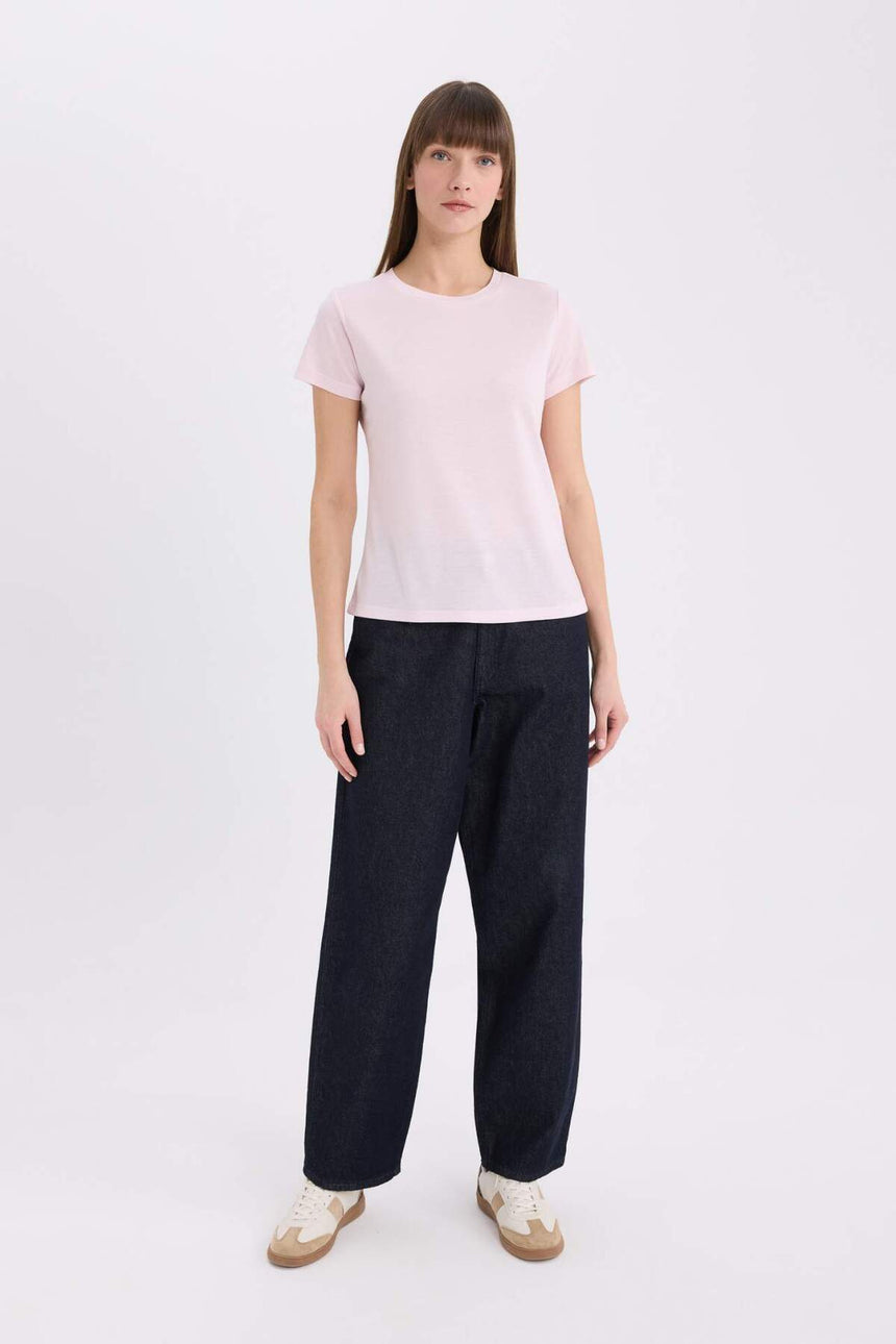 Defacto Kadın Short Sleeve T-Shirt W7299Az - Açık Pembe