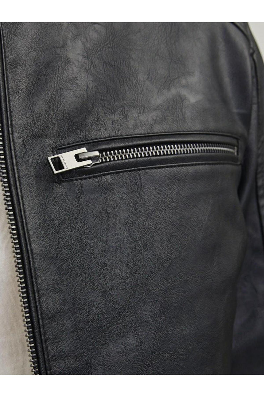 JACK&JONES JJEDYLAN PU BIKER JACKET NOOS 12261196 - Siyah