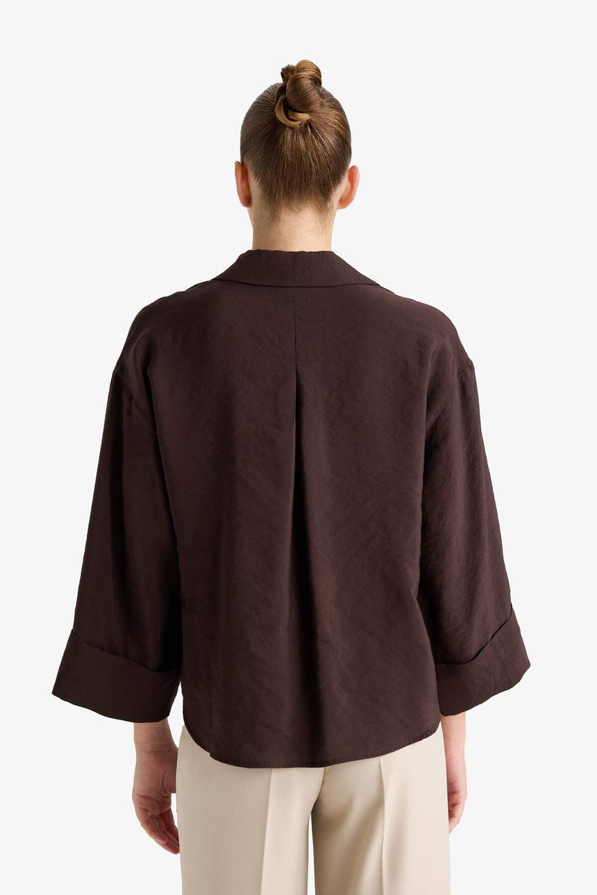 Defacto Kadın Long Sleeve Shirt E9007Ax - Kahverengi