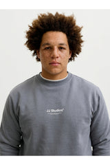 JACK&JONES PLUS JJESOHO SWEAT CREW NECK NOOS PLS 12284682 - Koyu Gri