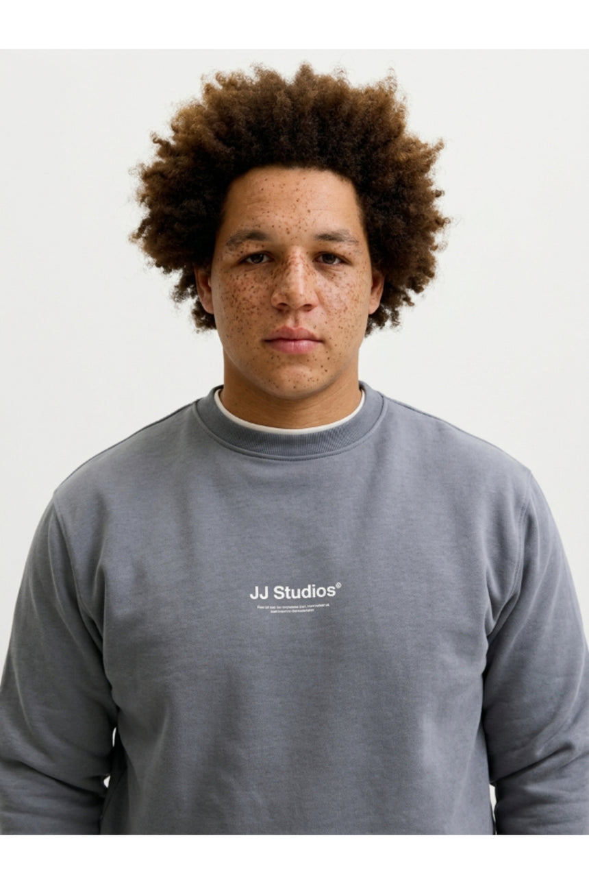 JACK&JONES PLUS JJESOHO SWEAT CREW NECK NOOS PLS 12284682 - Koyu Gri