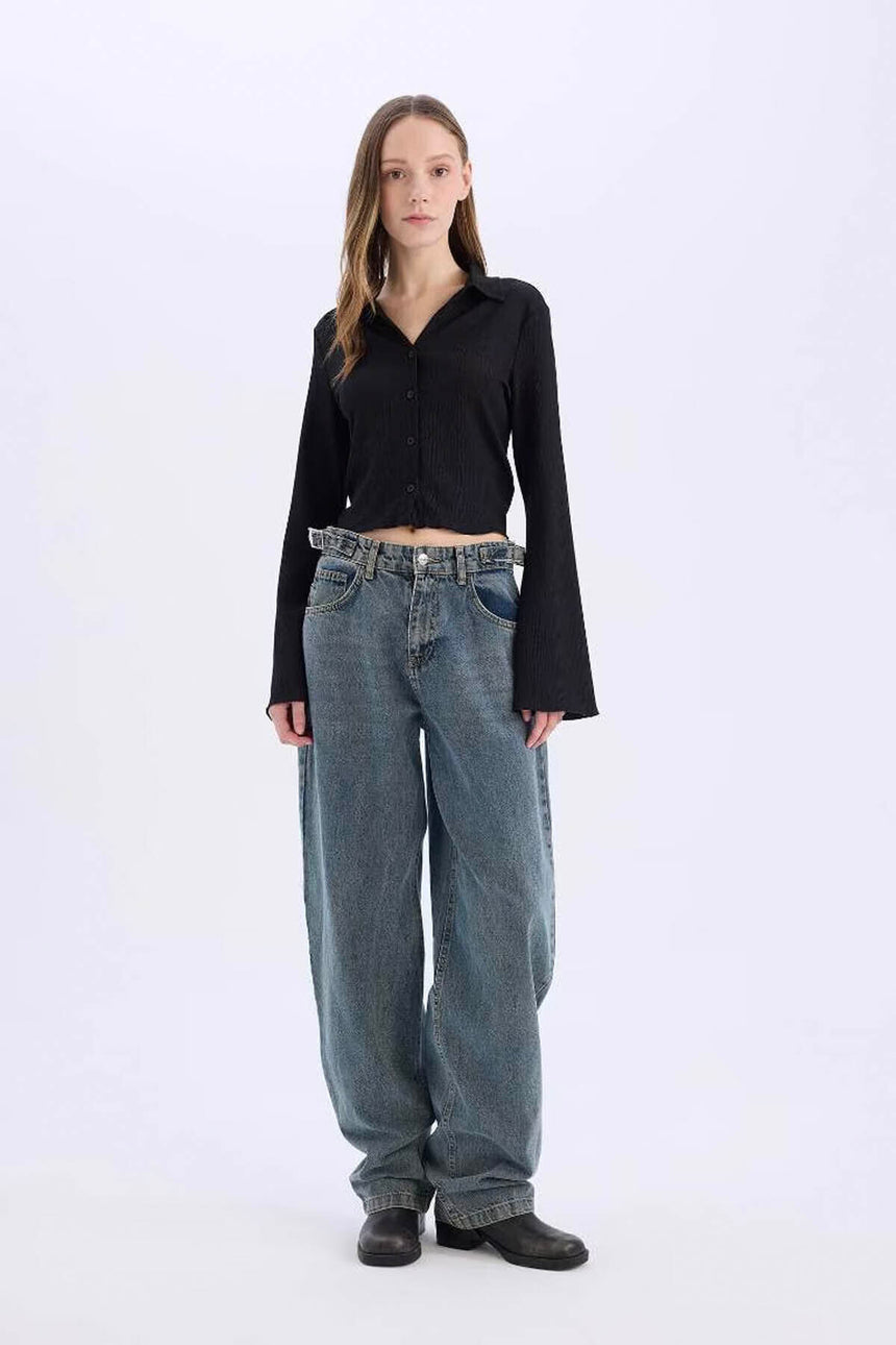 Defacto Kadın Long Sleeve Shirt A0012Ax - Siyah