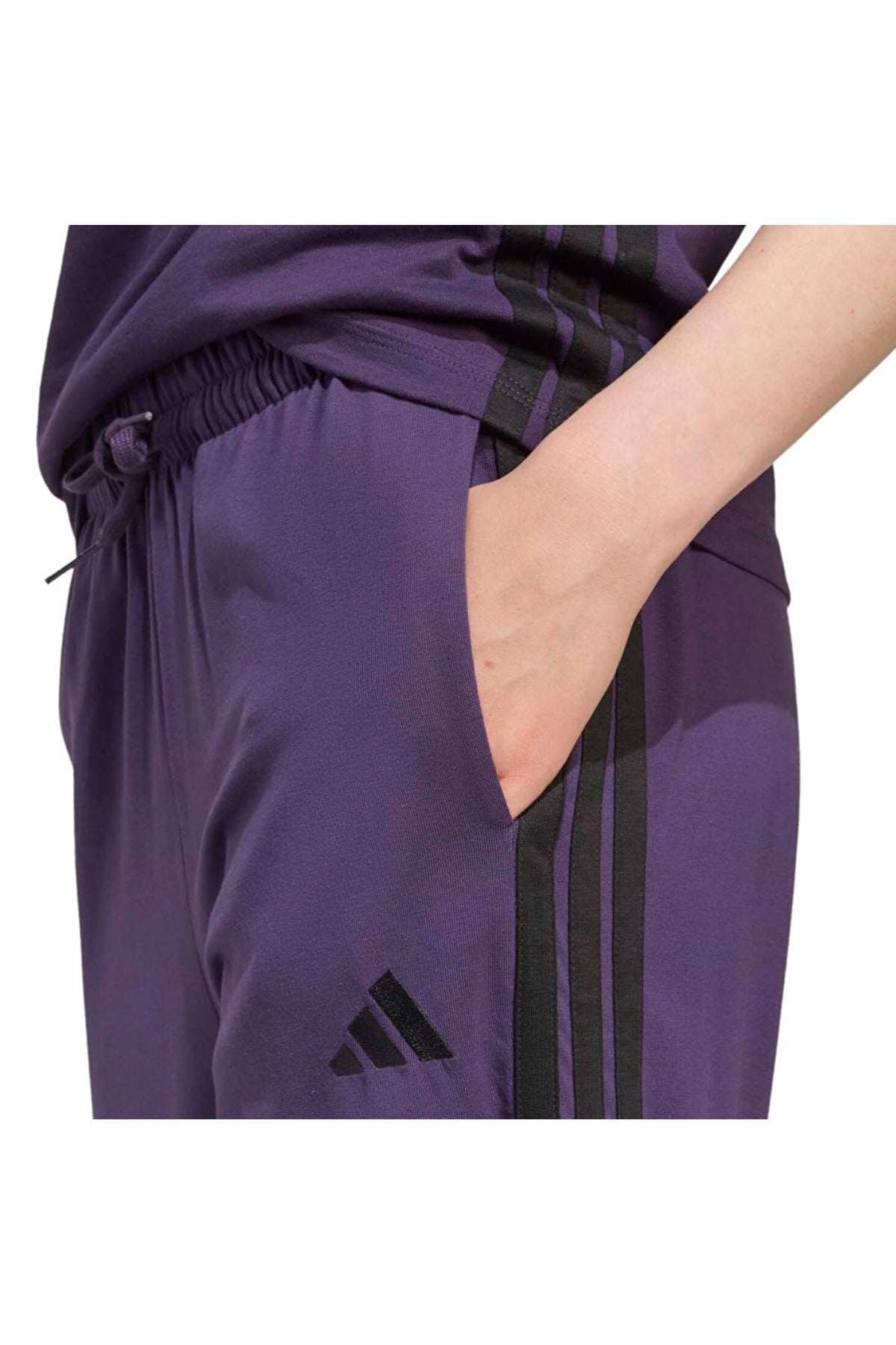 adidas 3-Stripes Single Jersey Kadın Jogger Eşofman Altı JX7591 - Mor