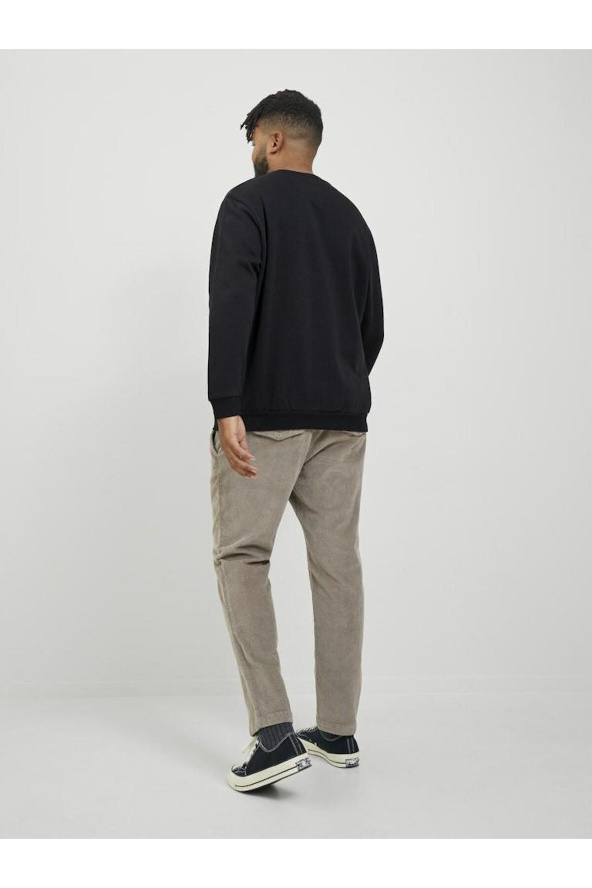 Jack & Jones Plus Bradley Erkek Büyük Beden Sweatshirt 12250594 - Siyah