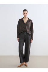 LCW KADIN S6M334B8 UK.GMK,SHIRTY-CHECKED-6S - Koyu Gri