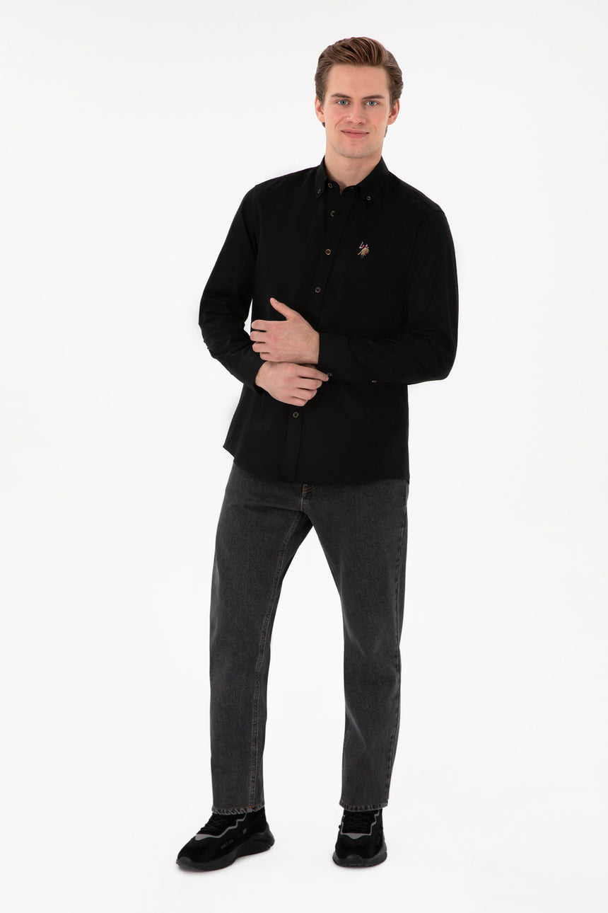 US POLO ASSN ERKEK DOKUMA GÖMLEK 2083079 - Siyah