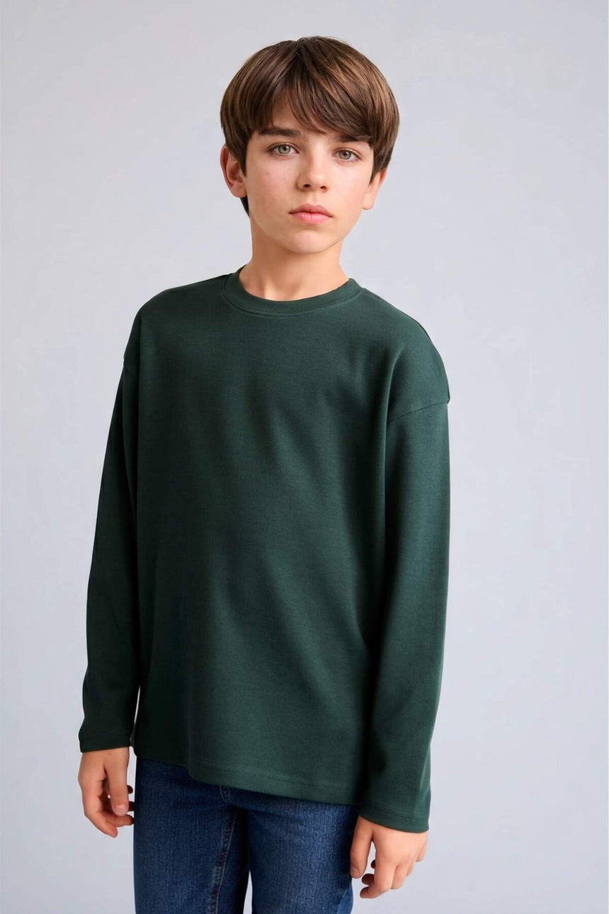 Defacto Çocuk Long Sleeve T-Shirt E9661A8 - Koyu Yeşil