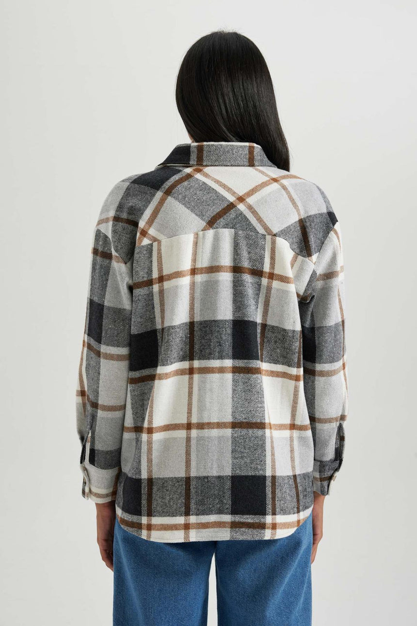 Defacto Kadın Long Sleeve Shirt R3725AZ - Gri