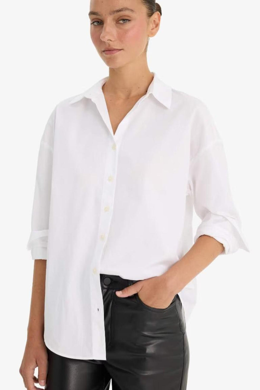 Defacto Kadın Long Sleeve Shirt T8735AZ - Beyaz
