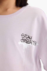 Defacto Çocuk Short Sleeve T-Shirt E0357A8 - Açık Lila