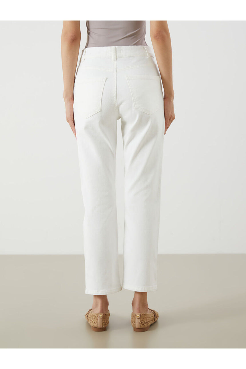 LCW KADIN S6NO32B8 PNT,SLIM-WHITE-BZKRT - Beyaz/ Kırık Beyaz
