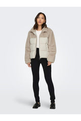 only onlwanja fur puffer mix jacket cc otw 15292945 - Bej/ Açık Gri