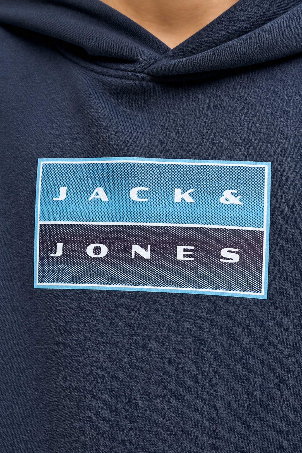 Jack & Jones Junior Fusion Erkek Çocuk Kapüşonlu Sweatshirt 12298237 - Koyu Lacivert / Koyu Gri