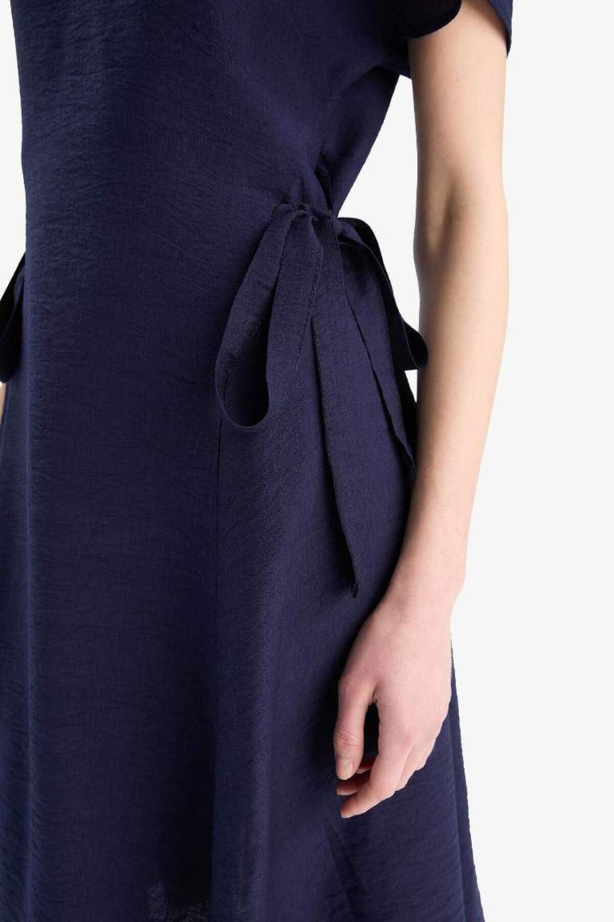 Defacto Kadın Short Sleeve Woven Dress E6028Ax - Koyu Lacivert
