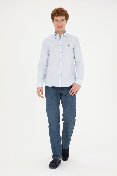 U.S.POLO ASSN. ERKEK DOKUMA GOMLEK 1826727 - AÇIK MAVİ
