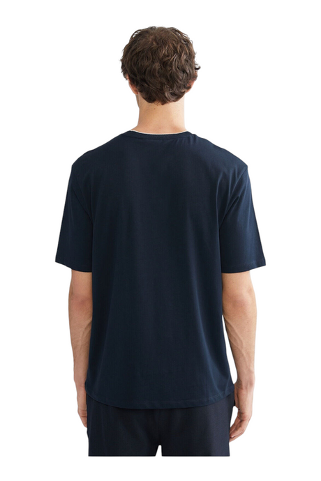 Sporline LC Waikiki erkek koyu lacivert %100 pamuklu regular kesim kısa kollu t-shirt sırt görünümü