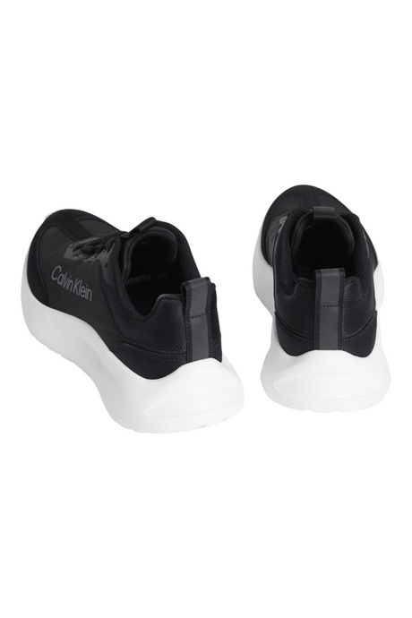Sporline Calvin Klein siyah polyester kadın günlük spor ayakkabı, beyaz kalın tabanlı modern tasarım