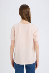 DeFacto Kadın Kısa Kollu T-Shirt E0720AX - Açık Pembe