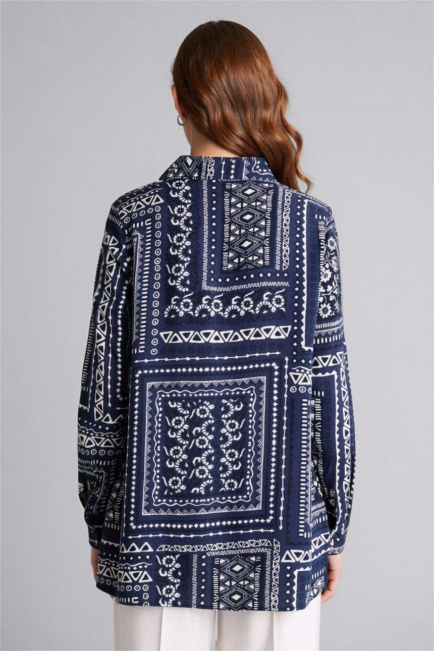 Defacto Kadın Long Sleeve Tunic T0609AZ - Koyu Lacivert