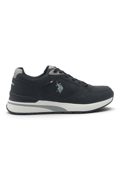 Sporline U.S. Polo Assn. siyah tekstil erkek sneaker, yan profil görünümü