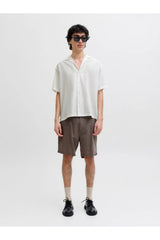 JACK&JONES JJEBREEZE LINEN BLEND RESORT SHIRT SS SN 12288594 - Beyaz