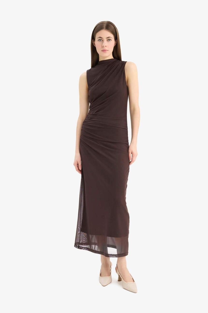 Defacto Kadın Short Sleeve Knitted Dress C3519Ax - Kahverengi