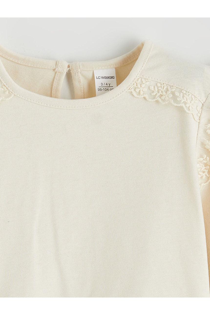 LC Waikiki Çocuk Uzun Kollu T-Shirt W5N645B1 - Krem