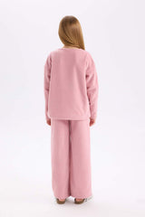 Defacto Çocuk Knitted Pyjamas A9859A8 - Gül Kurusu