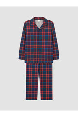 LC Waikiki Erkek Çocuk Ekose Pijama Takımı W6O247D4 - Koyu Lacivert