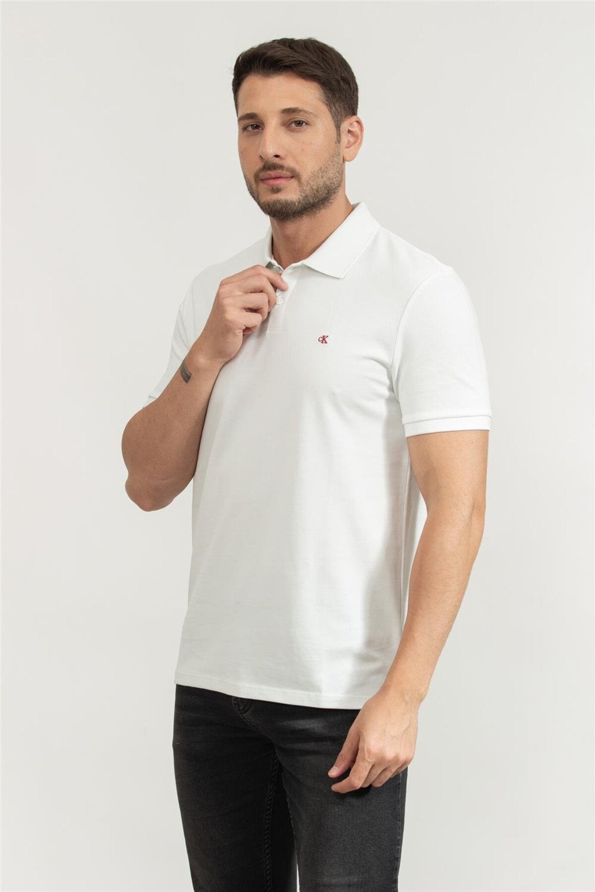 Calvin Klein Monogram Pique Polo Erkek Polo T-Shirt LV040EM269 - Siyah