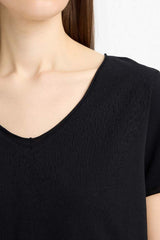 DeFacto K1507AZ Kadın T-Shirt - Siyah