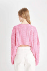 Defacto Kadın Pullover T4518Az - Pembe