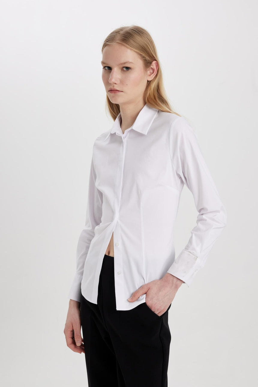 Defacto Kadın Long Sleeve Shirt Y4651AZ - Beyaz