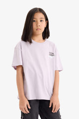Defacto Çocuk Short Sleeve T-Shirt E0357A8 - Açık Lila