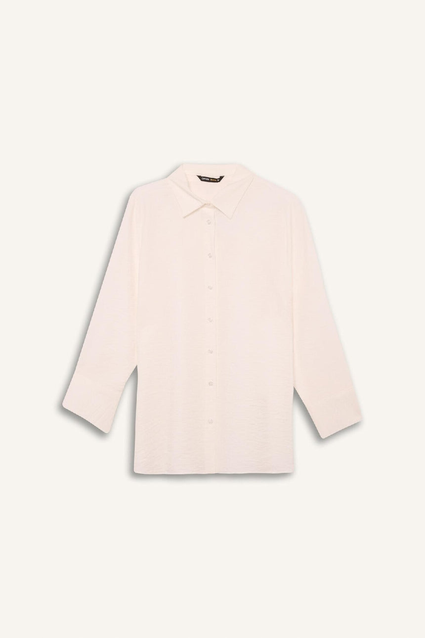 Defacto Kadın Long Sleeve Shirt C3819Ax - Kırık Beyaz